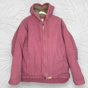 Vintage Berne pink canvas sherpa lined hooded workwear jacket women’s L